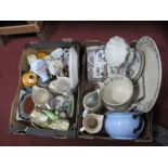 Portmeirion Plate, pickle jars etc, Bridgewater Christmas meat plate, chamber pot:- Two Boxes.