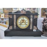 Slate Cased Mantle Clock, circa 1900 of architectural form, eight day movement by Ansonia, USA, 44.