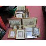 Eleven Anton Pieck Prints, decoupage, four miniature oils, etc:- One Box.
