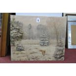 *ARR Wilhelm (Willi) Lorenz (1901-1981), A Fox Walking Through a Winter Landscape, oil on canvas,