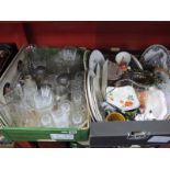 Cut Glass Whiskey Glasses, beer mugs, cabinet plates, etc:- Two Boxes.