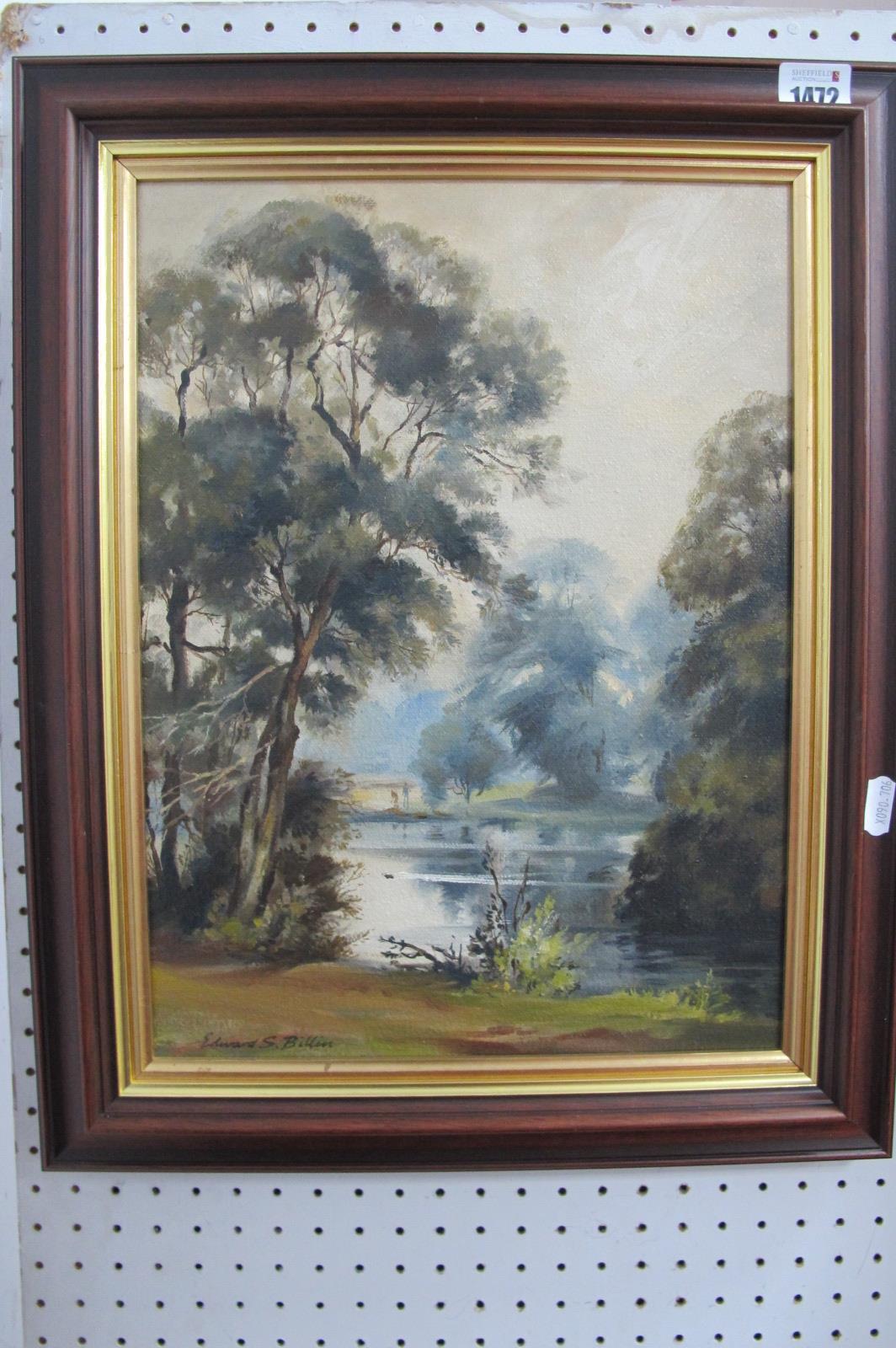 Edward Billin (Sheffield Artist), 'Lake in Clumber', oil on canvas, signed lower left, title