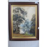 Edward Billin (Sheffield Artist), 'Lake in Clumber', oil on canvas, signed lower left, title