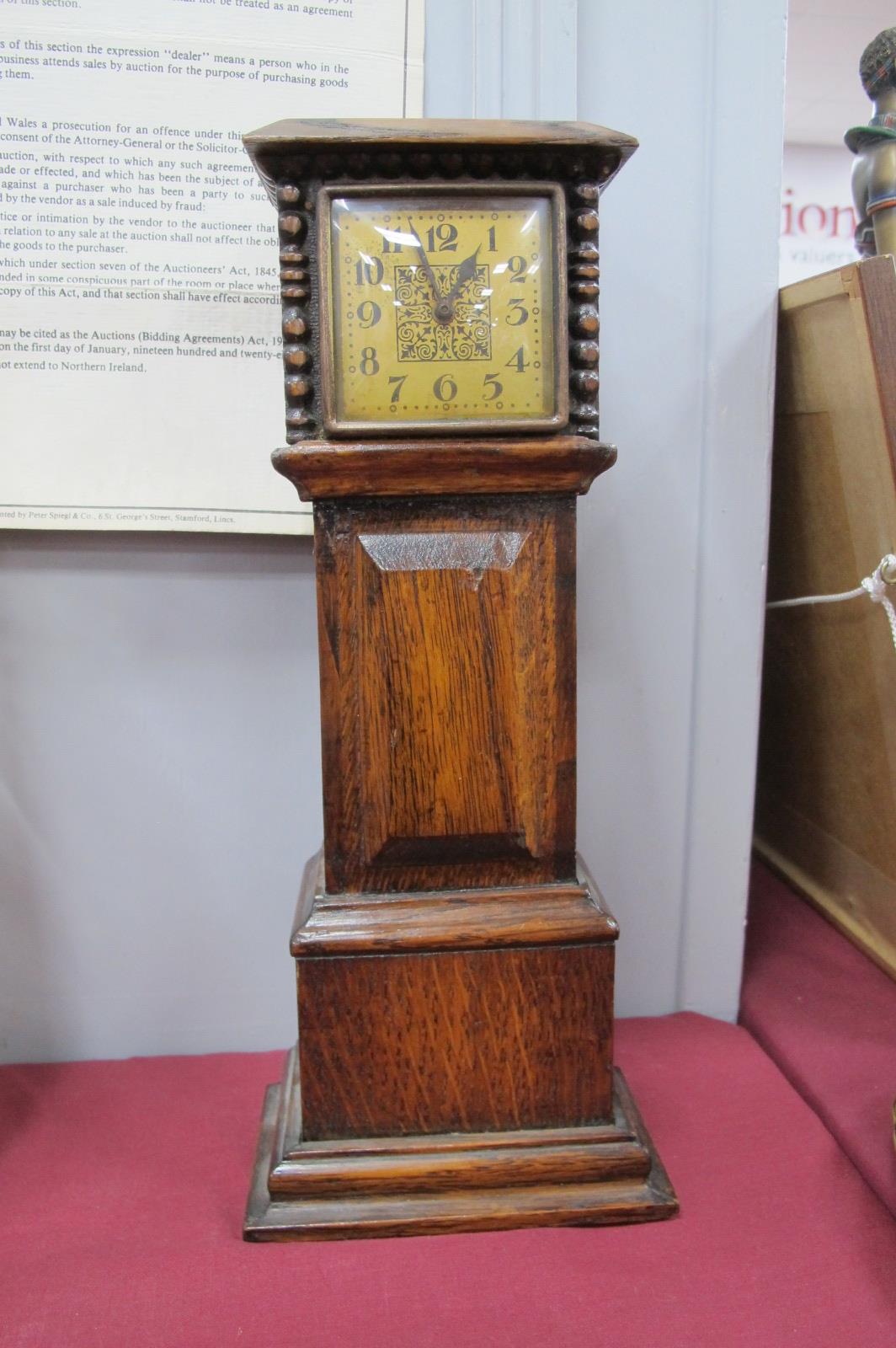 A Small Oak Longcase Clock, 31cm high.