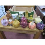 Novelty Brassware, pottery jars, P & K novelty pottery jars, etc:- One Box.