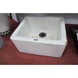 A Yorkshire Style Pottery Sink, white glazed (chips), 36.5 x 31.5 x 17.5cm high.