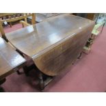 Titchmarsh & Goodwin Oak Gate Leg Table, with drop leaves, single drawer on turned and block