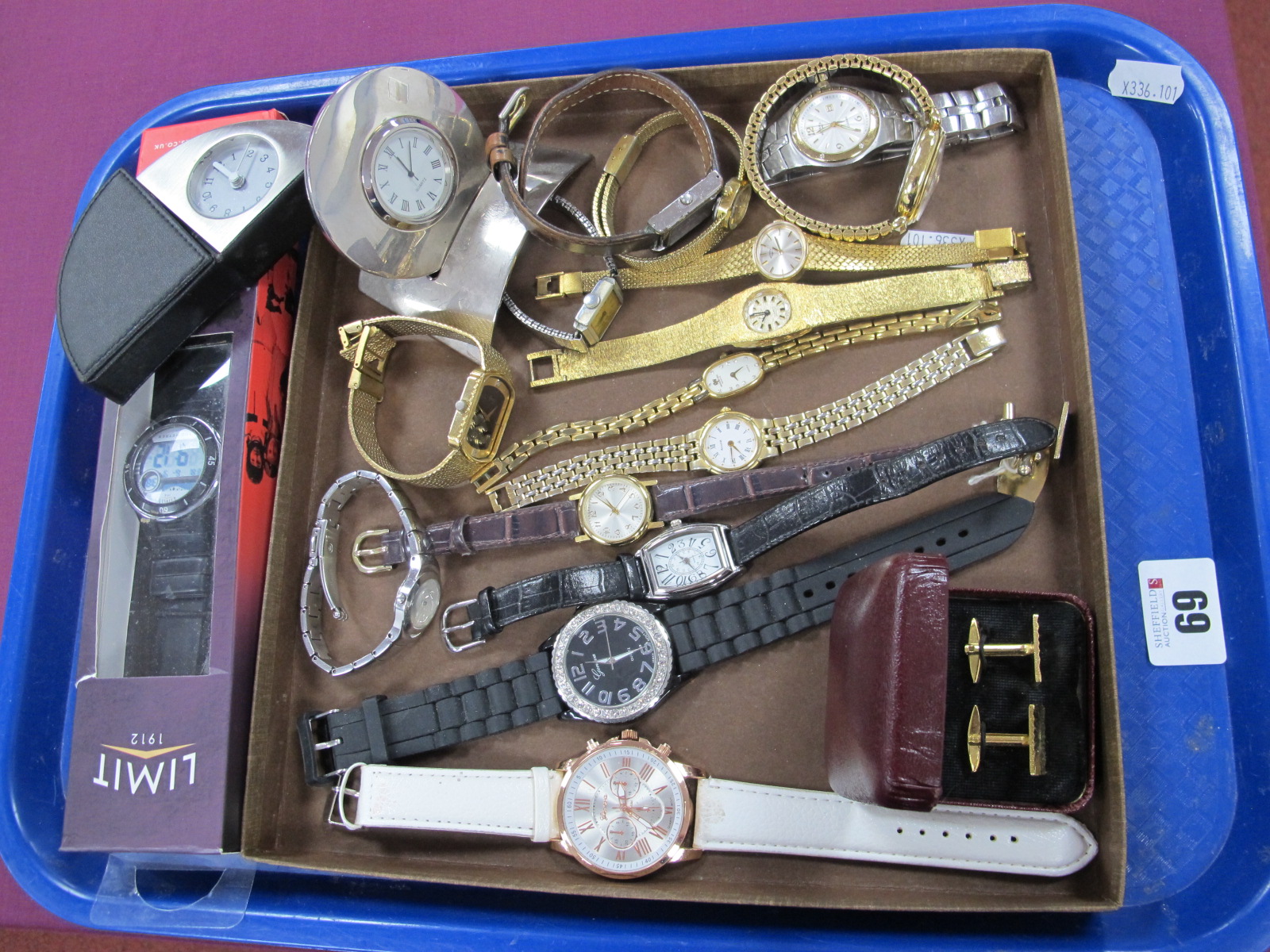 A Collection of Assorted Ladies and Gent's Wristwatches, modern desk clocks, Limit digital watch (