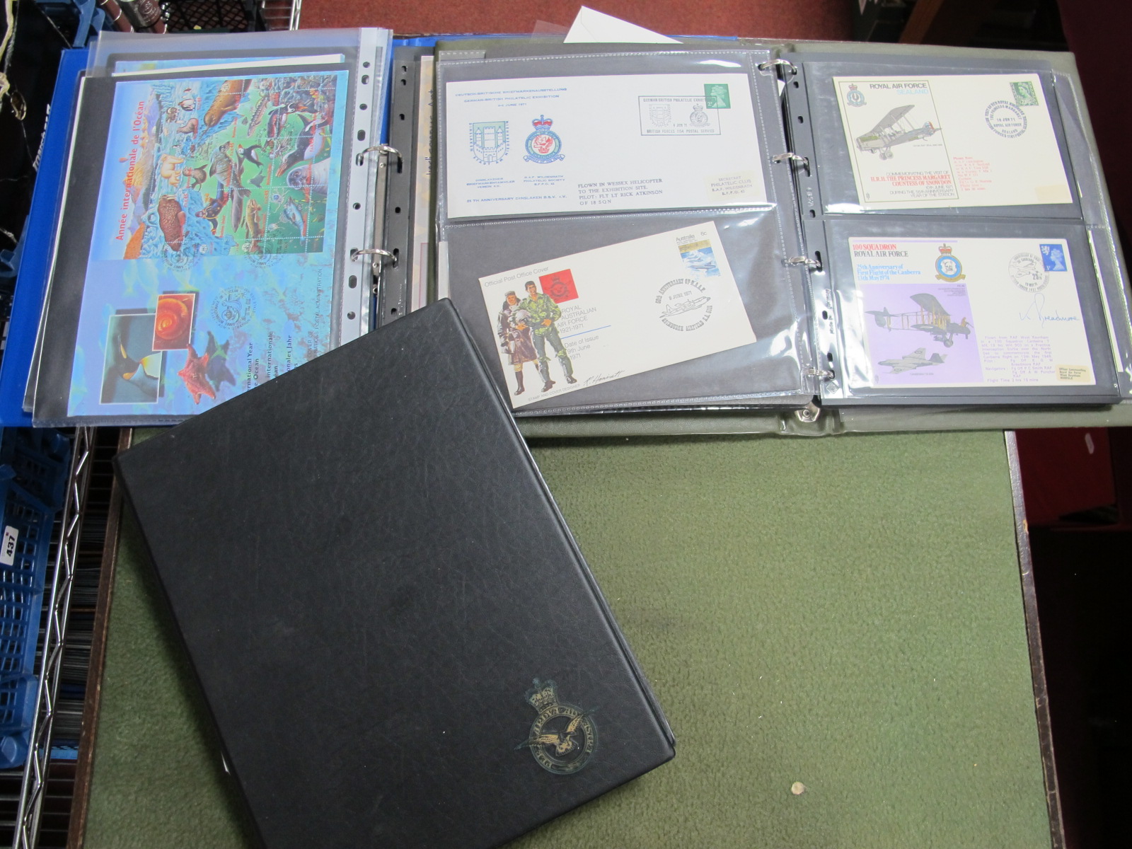 Three Albums, one containing G.B Maxi Cards and two of Flown Covers, many singed, eighty six flown