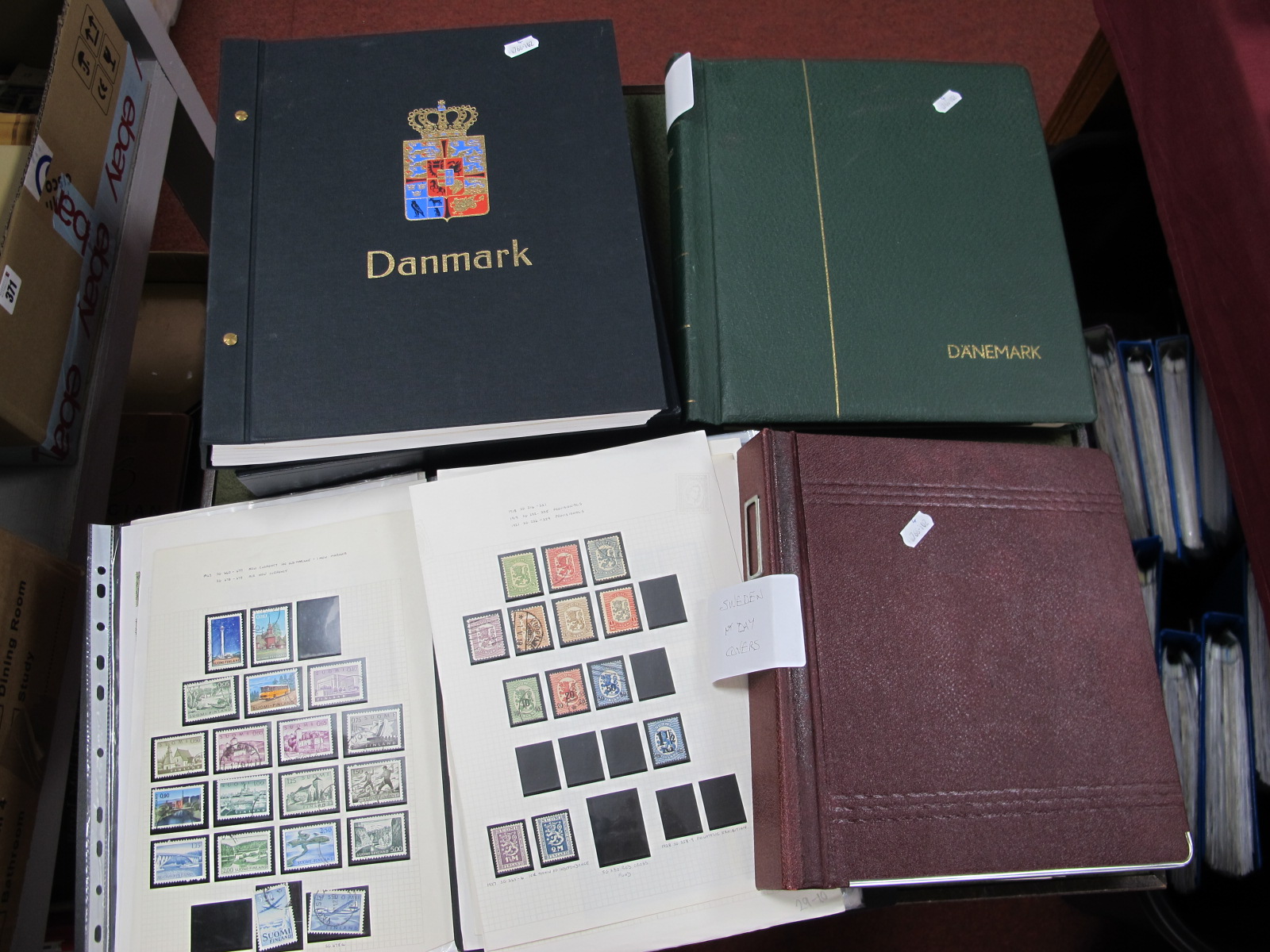 A Collection of Stamps from Denmark and Finland, early to modern housed in three albums, plus an