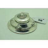 A Hallmarked Silver Celtic Design Inkwell, Henry Matthews, Birmingham 1912, detailed in relief, with