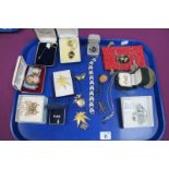 Assorted Costume Jewellery, including brooches, pendants on chains, necklace, leaf earrings, cameo