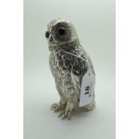 A Corbell & Co Plated Novelty Owl Sugar Shaker, of naturalistic design, with applied glass eyes,