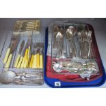 Assorted Plated Cutlery, including boxed set of fruit forks, fish knives, forks and servers,