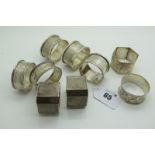 A Collection of Hallmarked Silver Napkin Rings, (various makers ad dates) (135grams); together