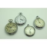 A Small Collection of Openface Pocketwatches, including Smiths, Medana, etc. (4)