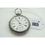 A Hallmarked Silver Openface Pocketwatch, the J.G.Graves Sheffield, signed white dial (cracked) with
