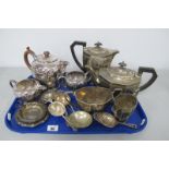 Lee & Wigfull Plated Art Deco Style Four Piece Tea Set, a decorative Walker & Hall plated three