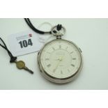 A Chester Hallmarked Silver Cased Openface Pocketwatch, the signed dial with Roman numerals,