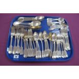 A Twelve Setting Part Canteen of Elizabeth Jane Fairbairns (E.J.F) Fiddle Pattern Plated Cutlery,