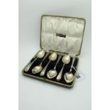 A Set of Six Hallmarked Silver Old English Pattern Teaspoons, EV, Sheffield 1932 (130grams), in