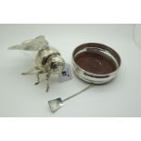 A Godinger Art Co Ltd (China) Plated and Glass Novelty Bee Honey Pot, with hinged wings; together