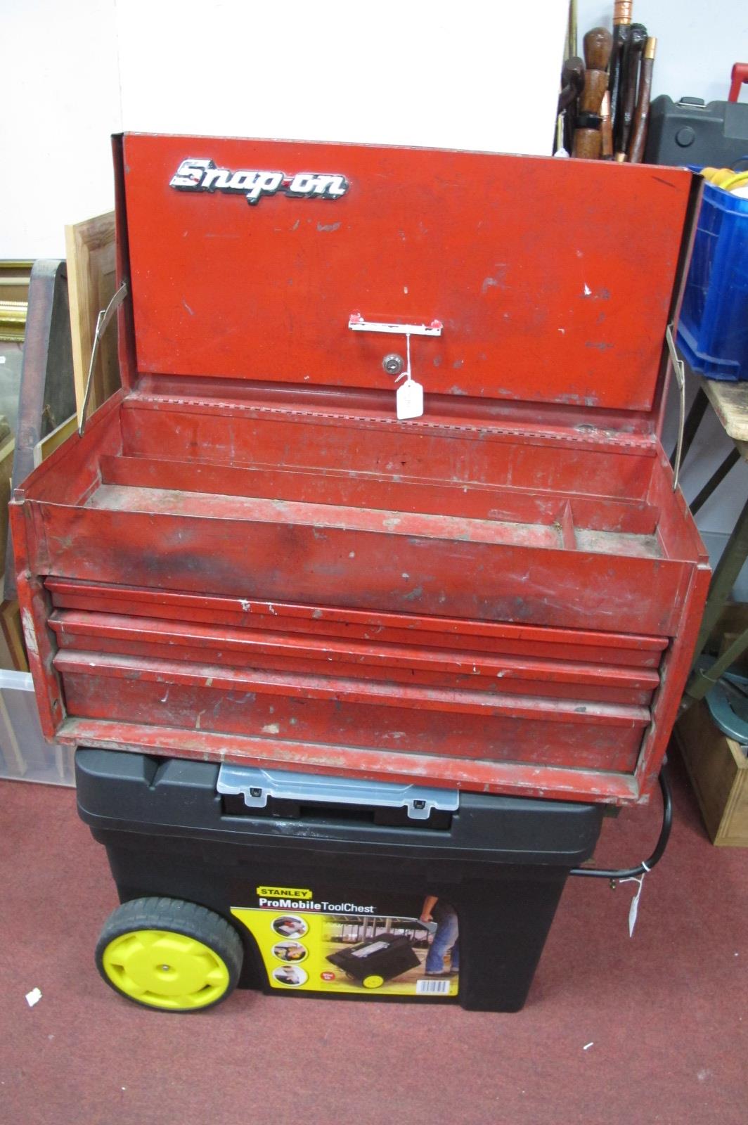 Snap On Tools Metal Storage Chest 65.5cm wide, Stanley Pro Mobile tool chest.