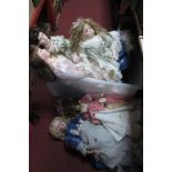 Two Leonardo Large Classical Style Porcelain Headed Dolls, 95cm high approx, overall good but some