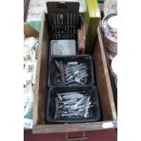 Drill Bits in Dormer Box, Hilka socket set, small spanners, pen knives etc:- One Box