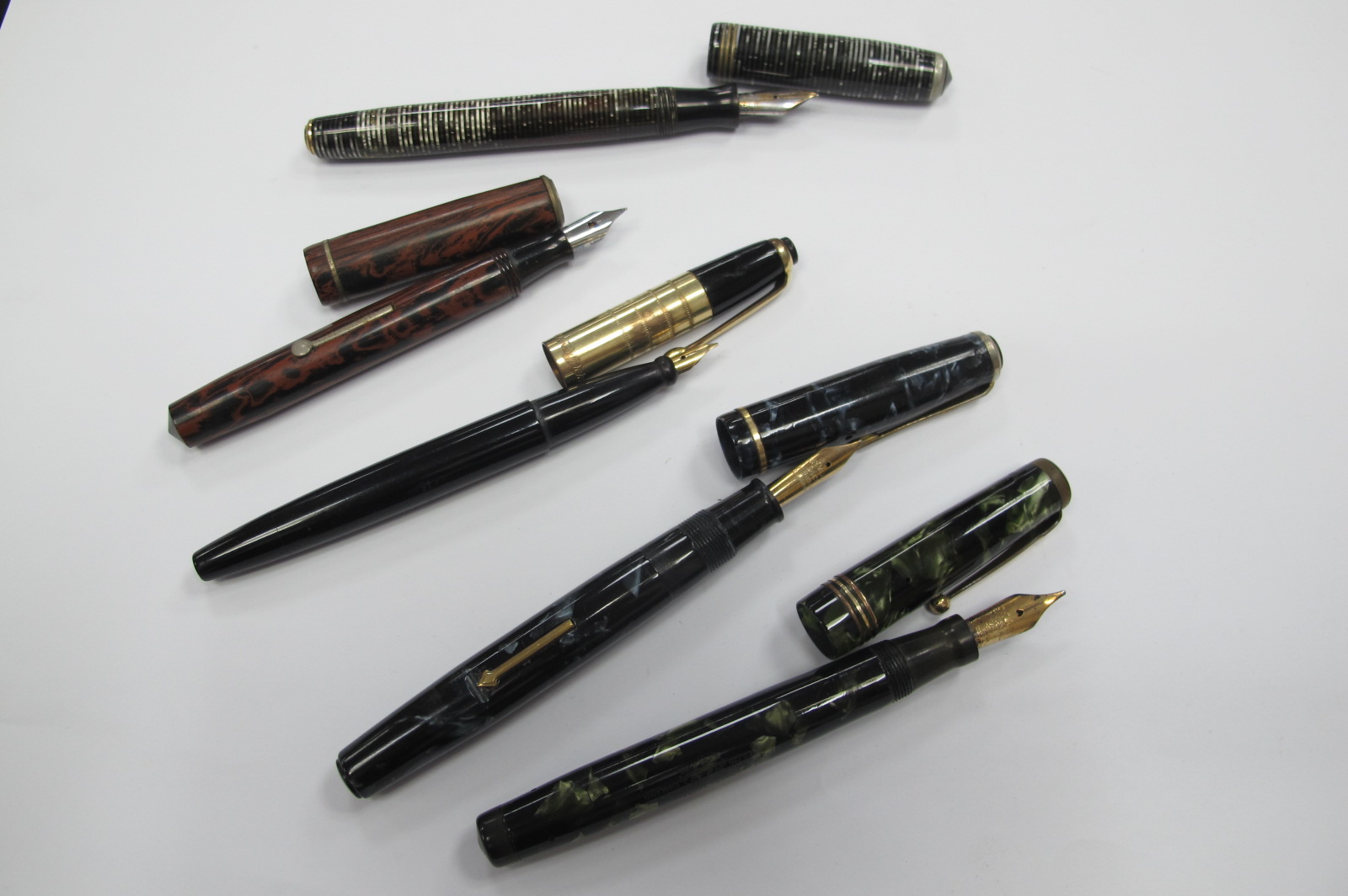 Ink Pens - Wyvern 81, Parker Vacumatic, Swan eternal, all with 14k nibs, Wyvern 303, and King's