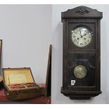 Meccano in Box, oak regulator wall clock.