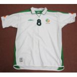 Alan Quinn Republic of Ireland White Match Shirt by Umbro, numbered '8' to front and back, size XL.