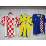 Football Shirts - Croatia, home circa 2004-6 size S, blue away circa 2006-7 size S both by Nike,