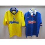 Football Shirts - Cardiff City, Strika home shirt South Wales Echo' logo size S, (no club badge).