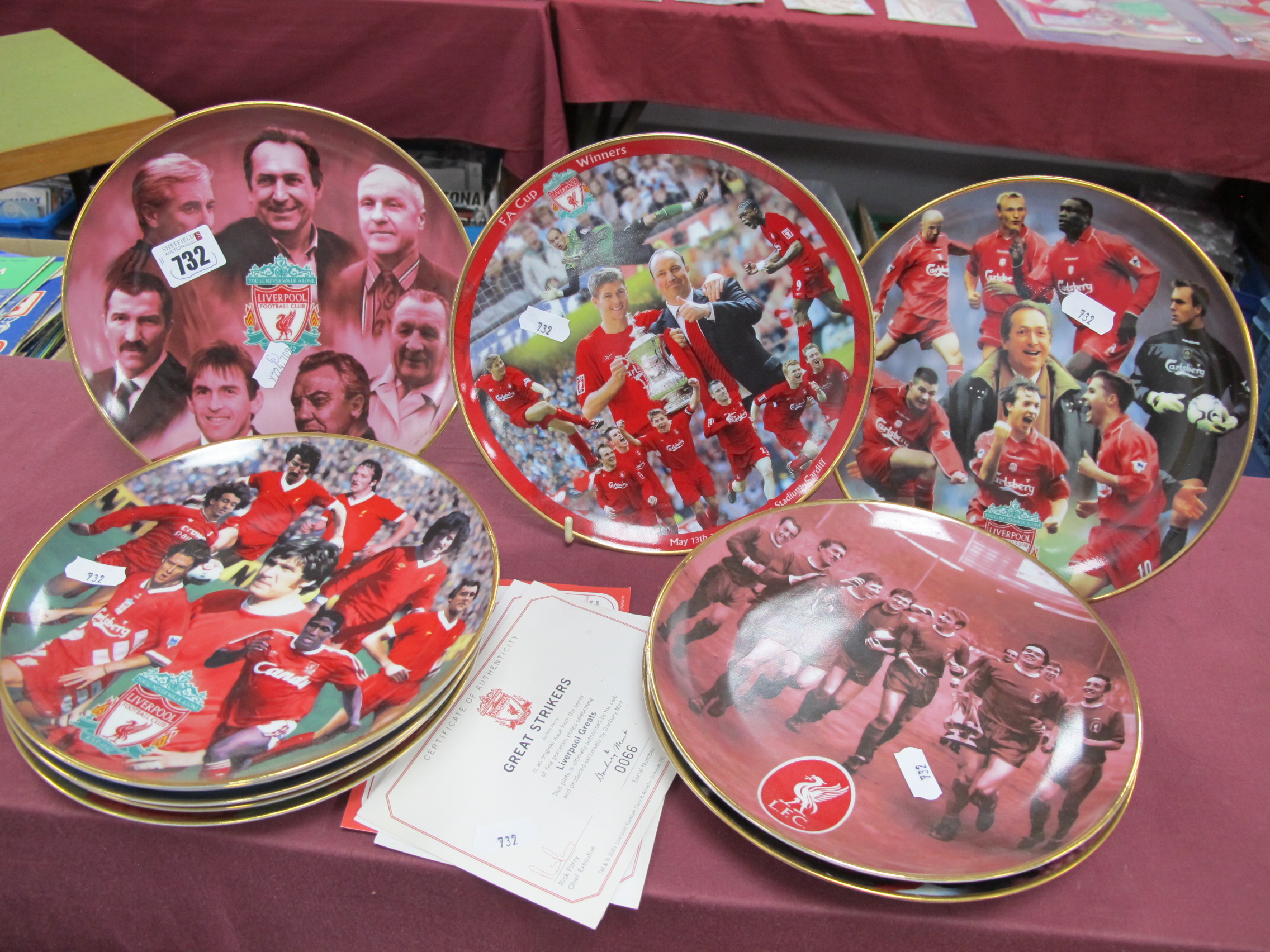 Liverpool F.C Pottery Plates, by Rob Perry for Danbury Mint (11).
