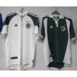 Football Shirts - Germany, by Adidas, circa 2000 green away and white home, both size S (2).