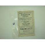 1946 Wales v. Scotland Programme, at Wrexham Racecourse, dated October 19th 1946, eight page issue.