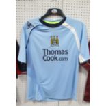 Robinho Signed Manchester City Le Coq Sportif Home Shirt, bearing 'Thomas Cook' logo, 'Robinho 10'