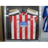 Sheffield United Le Coq Sportif, Home Shirt with HFS logo and bearing many signatures including Neil