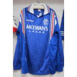 Glasgow Rangers Matchworn/Player Issue Blue Shirt, by Adidas, 1996-7, for the Champions League,