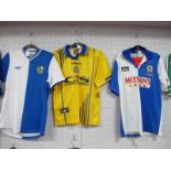 Football Shirts - Blackburn Rovers, Asics home 'McEwan's Larger' logo size S, Umbro home UHL Sport