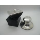 A Hallmarked Silver Capstan Style Inkwell, B&Co, Birmingham 1996, base (weighted) 9.5cm diameter;