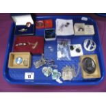 Assorted Costume Jewellery, including modern earrings, cameo dress ring, Victorian style oval