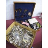 A Mixed Lot of Assorted Plated and Other Cutlery, including set of hallmarked silver teaspoons, a