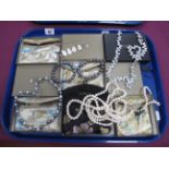 A Small Collection of Modern Honora Freshwater Pearl Bead Necklaces, including purses and boxes:-