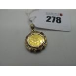 A Liberty Trade Commemorative Medallion, the stone set pendant mount stamped "14k".