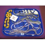 Polished Hardstone and Other Bead Necklaces, modern heart panel necklace, etc :- One Tray