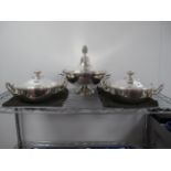 Christofle; A Pair of French Silver Plated 'Perles' Circular Lidded Tureens, each with twin