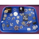 A Collection of Assorted Costume Brooches, including butterfly, swallow, bulrushes, heart, etc :-