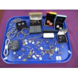 Assorted Cufflinks, tie clips / slides, etc :- One Tray